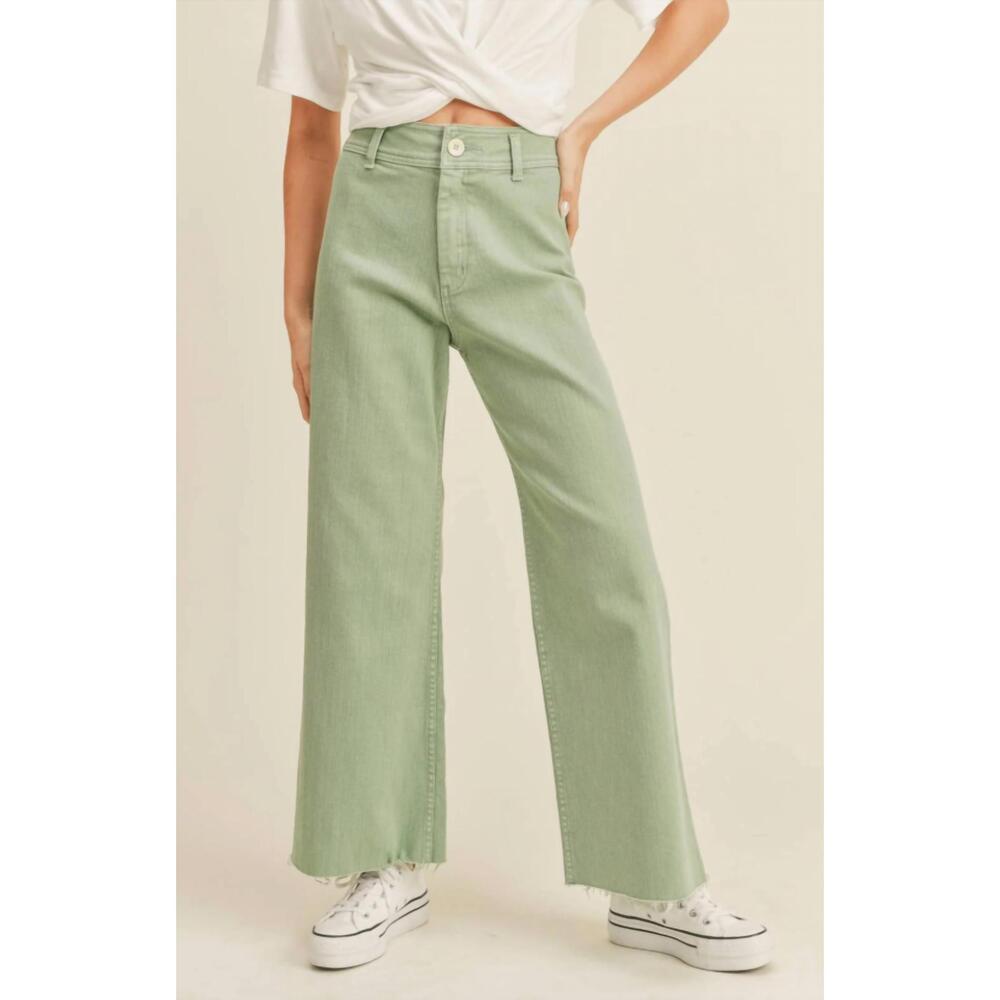 NEW MIOU MUSE straight wide leg denim pants in matcha